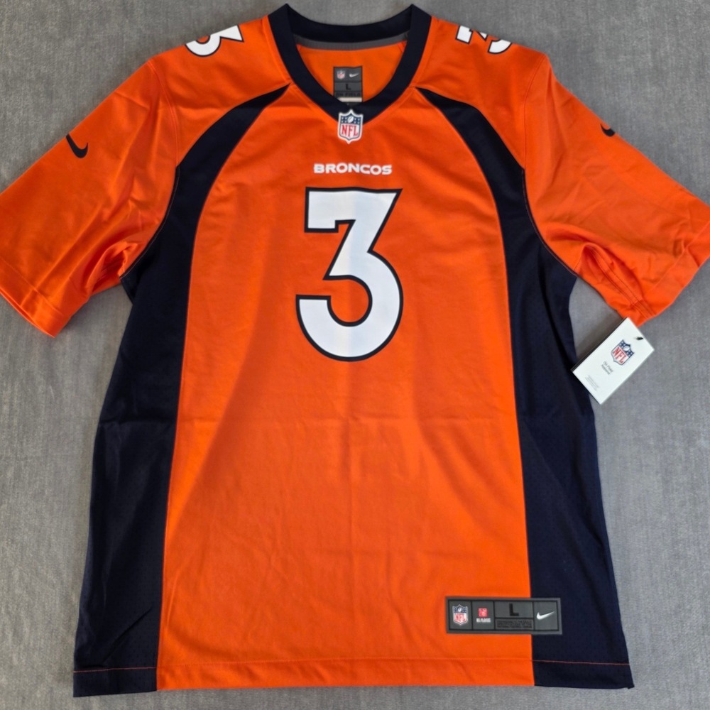 Nike Football Jersey Mens Large Orange Russell Wilson Denver Broncos NFL New
